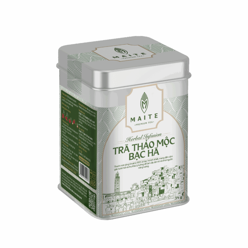 Trà lá cao cấp Thảo mộc bạc hà Maite - Pure Peppermint Tea - 34g