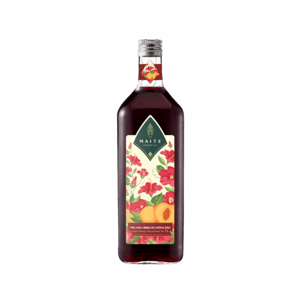 Trà hoa Hibicus hương đào - Peach Flavored Hibiscus Flower Tea - concentrated tea - 1L